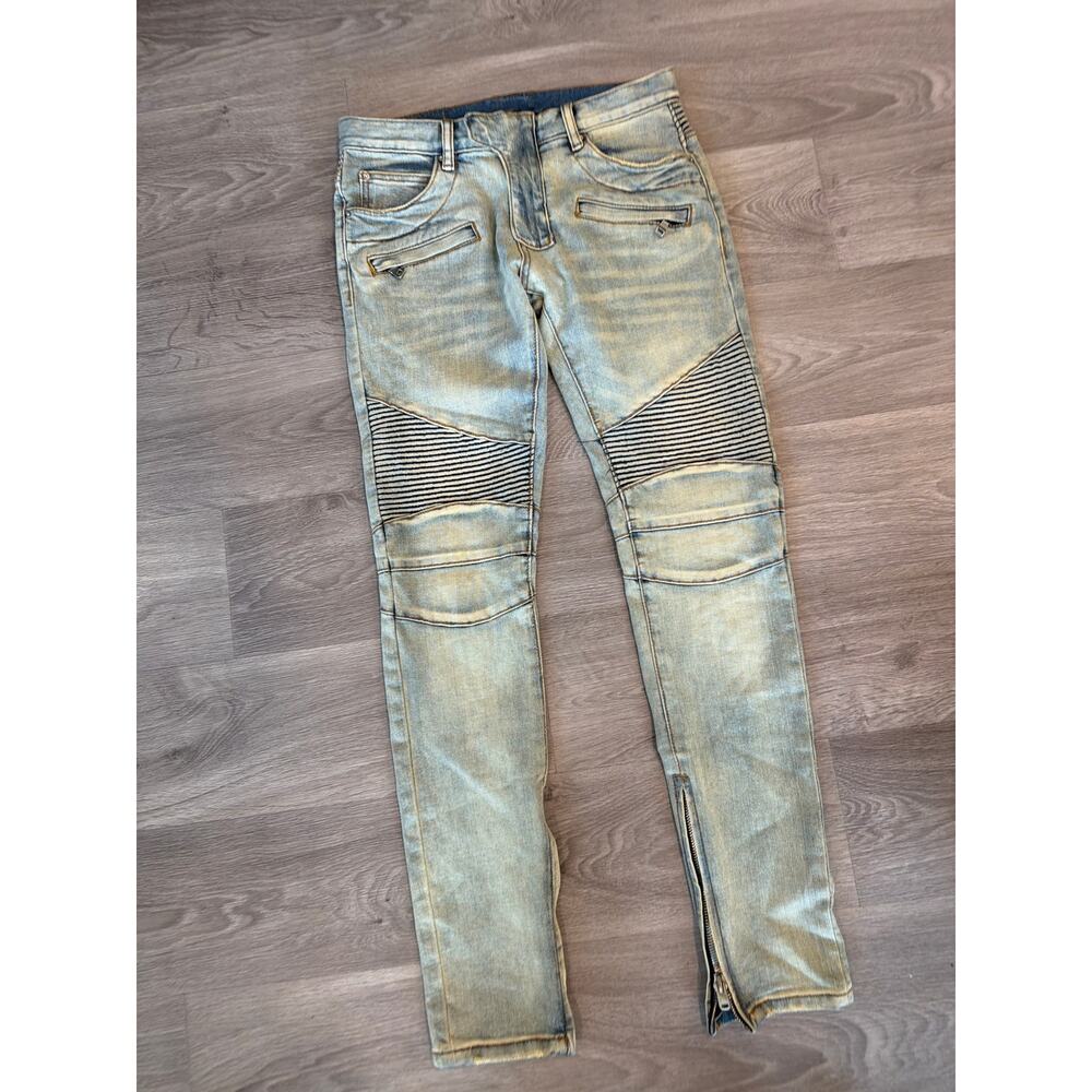 MNML size 29 light wash biker jeans